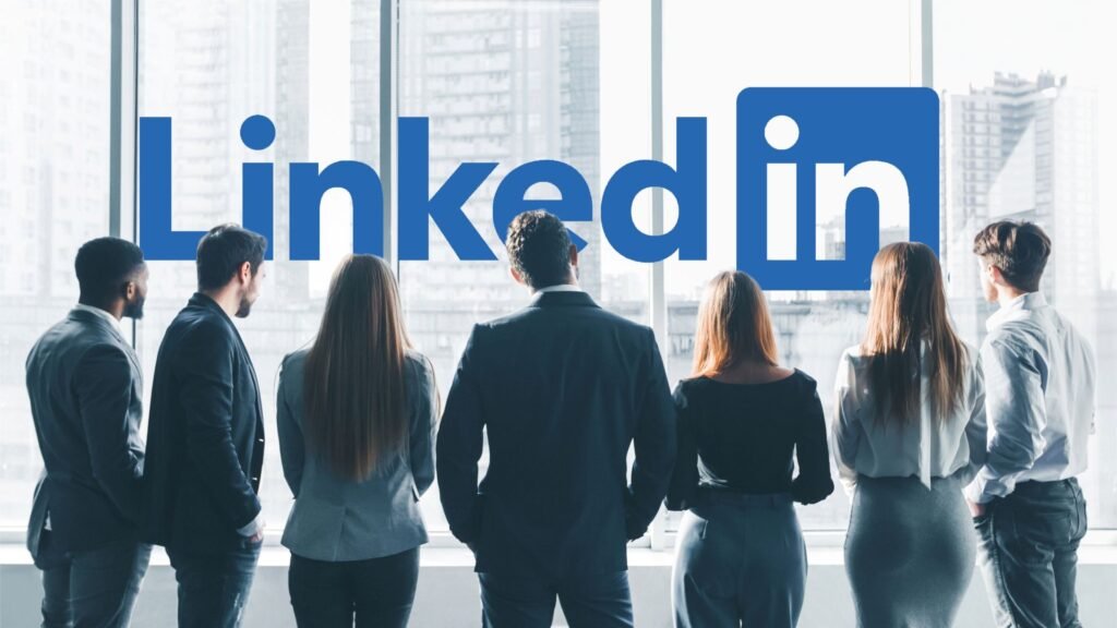 Avocats alignés devant logo LinkedIn