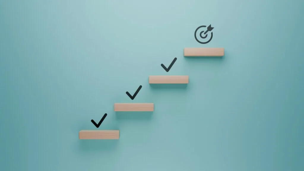 Illustration avec des marches qui montent pour montrer les étapes clés à respecter lors de la refonte d'un site internet pour avocat